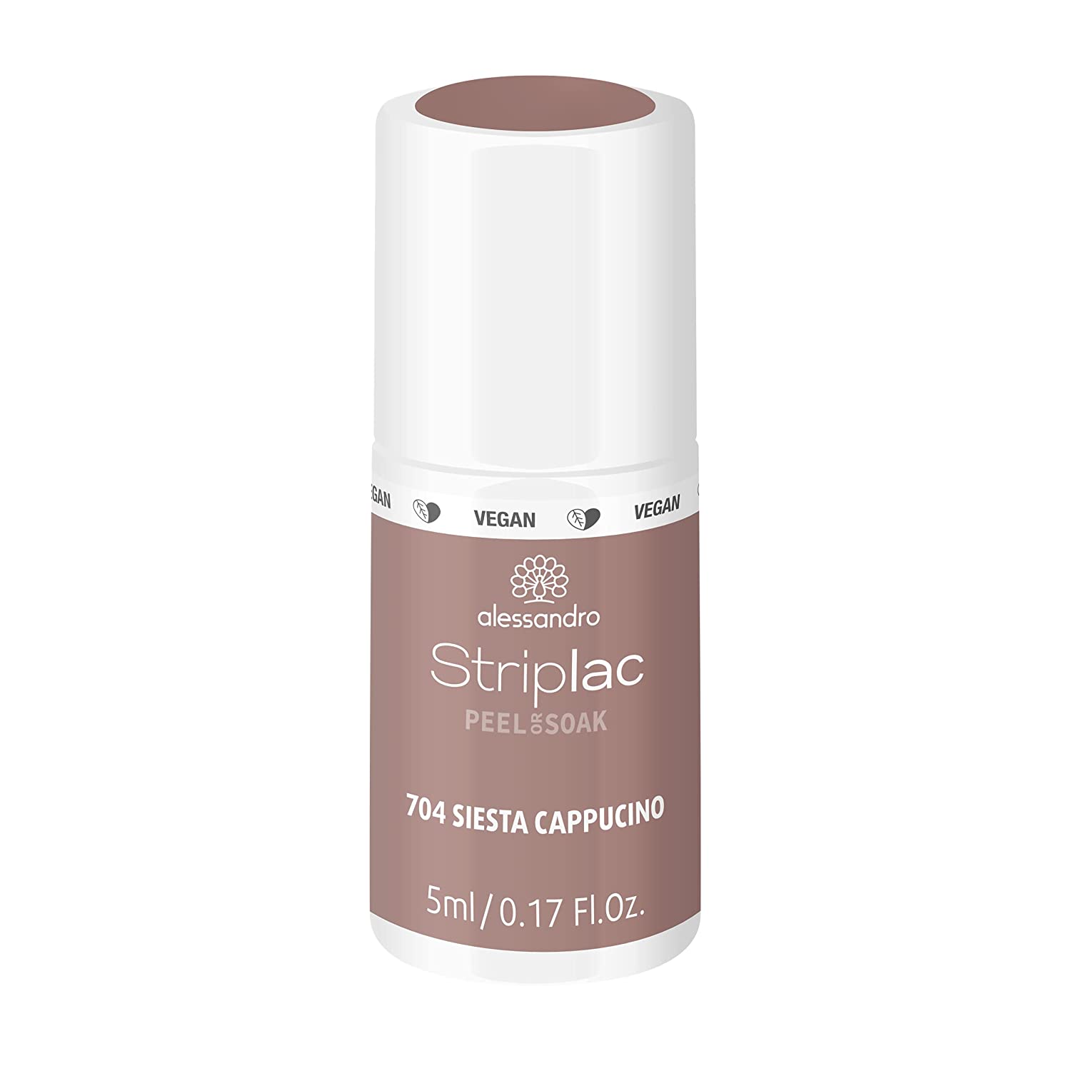 alessandro Striplac Peel or Soak BACI D\'AMORE- SIESTA CAPPUCCINO Vegan LED Nail Polish Clay for Perfect Nails in 15 Minutes, 5 ml, ‎siesta