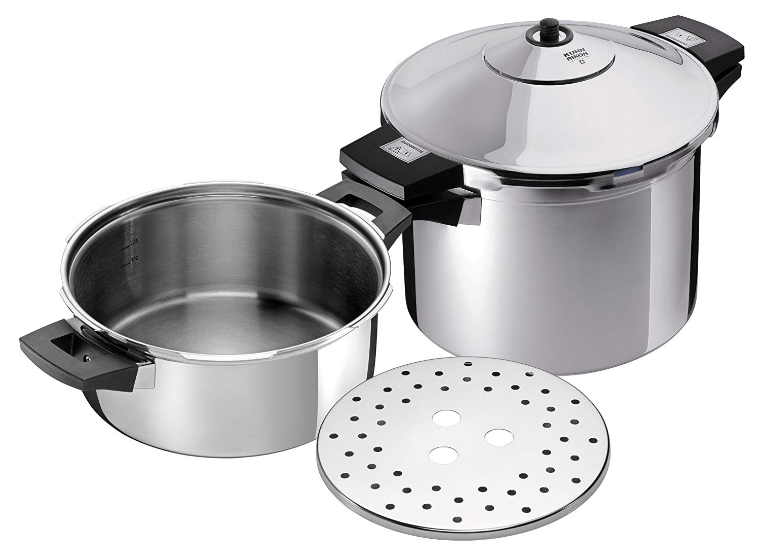 Kuhn Rikon Duromatic Inox Pressure Cooker Set, 4 Pieces, Side Handle Saucep