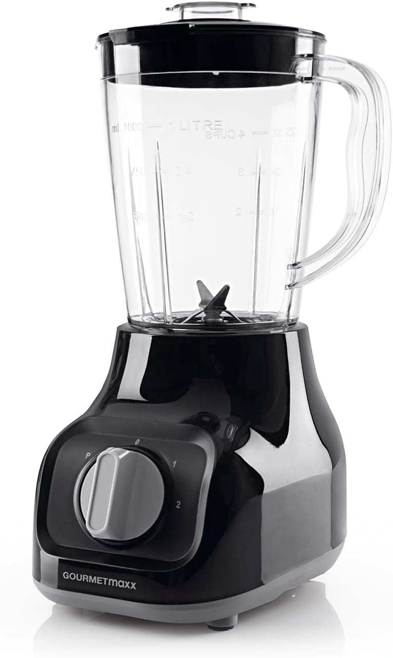 GOURMETmaxx Blender with 4 Stainless Steel Blades, 2 Speeds & Pulse Function, Mixing Container Suitable for the Dishwasher & BPA-Free, for Smoothies, Shakes, Cocktails & Dips [22,000 RPM]