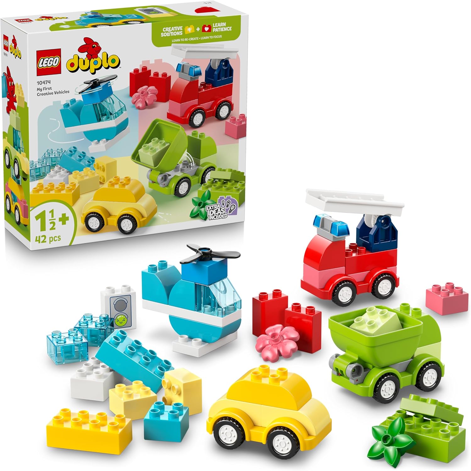 LEGO DUPLO Creative Vehicles - Educational Toy for Sorting for Toddlers - Cars and Trucks - Play Set for Fine Motor Skills - Gift for Babies, Boys and Girls from 1 Year - 10474