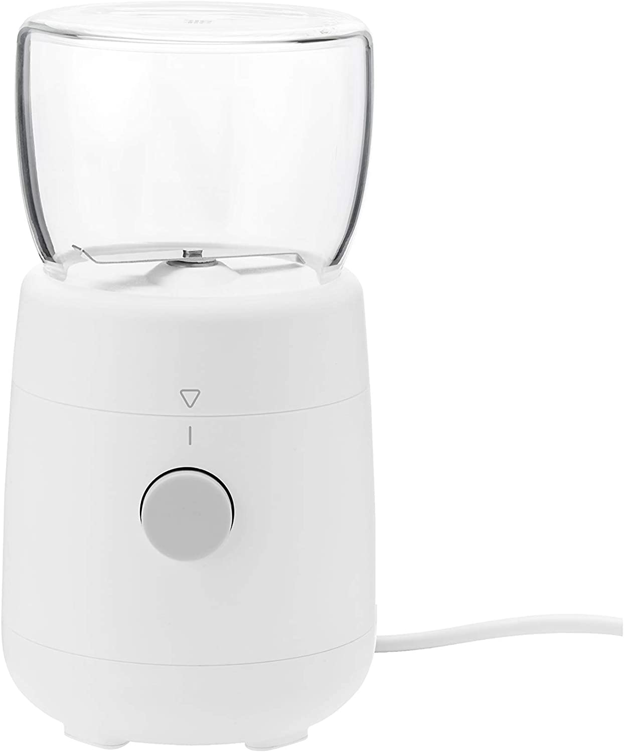Stelton RIG-TIG Foodie Coffee Grinder - Automatic Electric Mixer Chopper for Coffee Beans, Spices - One Button Operation - Glass, Borosilicate, Plastic, Stainless Steel - Portable & Compact - White