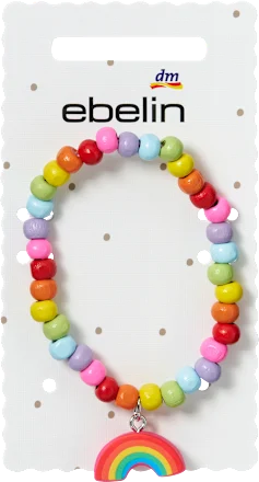 ebelin Bracelet with wooden beads & rainbow pendant, 1 pc.