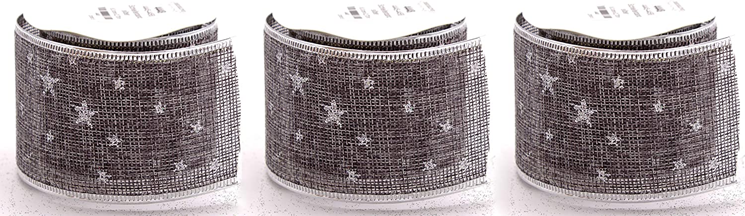 DARO DEKO Daro Decorative Ribbon 6.3 Cm X 2.7 M In Grey Or Natural - Pack Of 1 Or 3 P