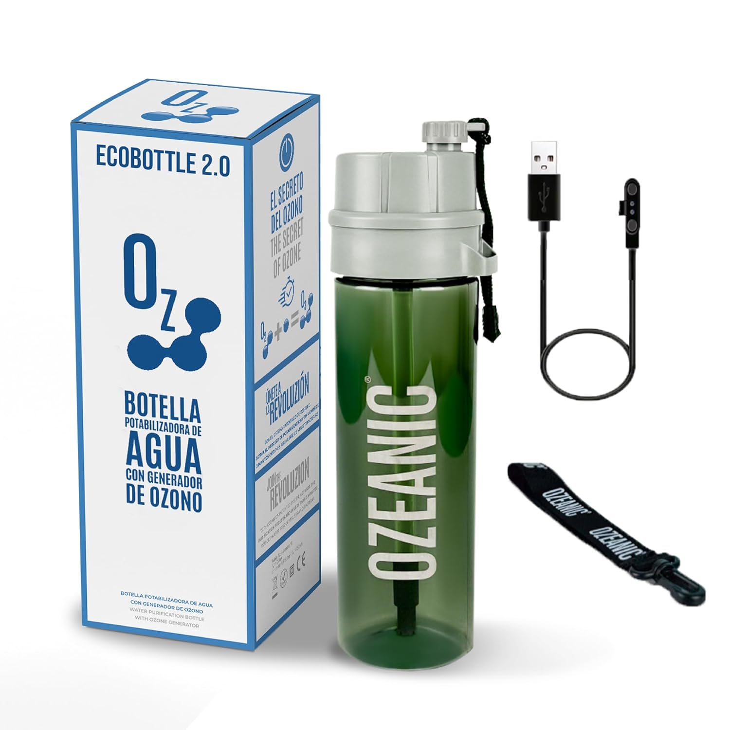 High Capacity Water Purification Bottle to Drink Clean Water Anytime, Anywhere - Black - Capacity 600ML