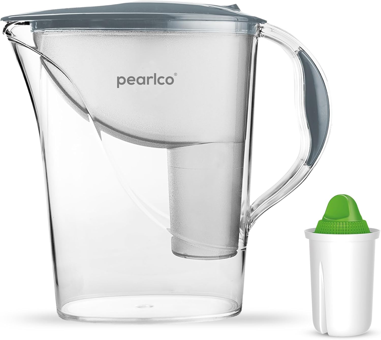PearlCo Store PearlCo - Standard Water Filter (Grey) with 1 Alkaline Classic Filter Cartridge - Fits Brita Classic