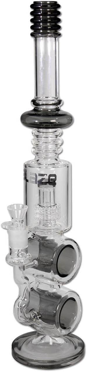 Blaze Glass Rachenkracher Percolator Bong, Clear 50 cm, Glass Bong 18.8 (NS 19) Made of Borosilicate Glass with Drum Percolator, Herb Percolator Bong with Lift-Off Head and Round Base, Diameter 65/32