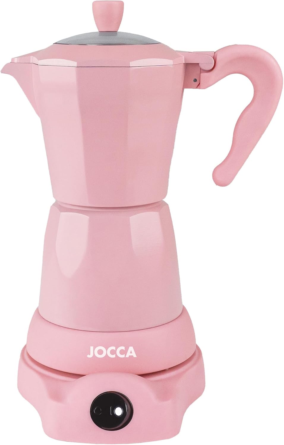 Jocca Store Jocca Electric Italian Coffee Maker, Pink, 6 Cups, 360° Rotating Base, Warming System, Cold Handle, 480W Without Cable