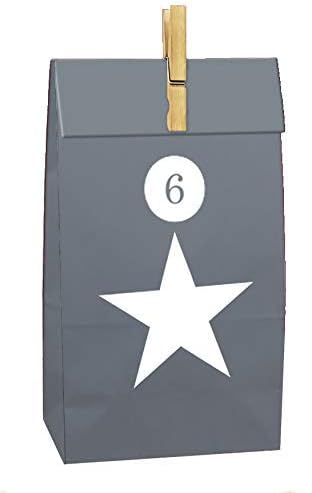 Spetebo Advent Calendar for Filling - Star Motif - 24 Paper Bags + Clip + Sticker - DIY Craft Set
