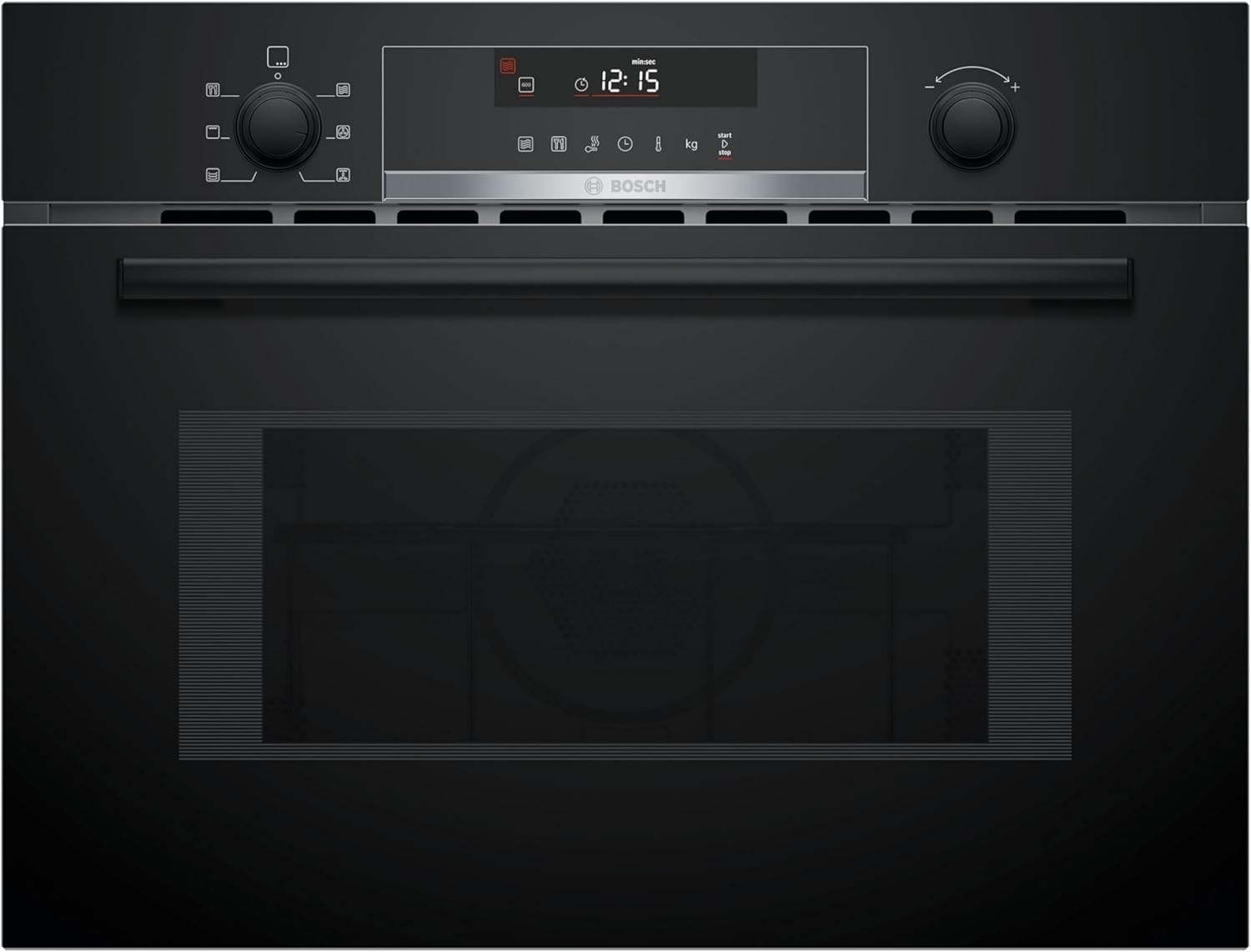 Bosch CMA585GB1 Series 6 Built-in Microwave with Hot Air and Grill, 60 x 45 cm, 44 L, 900 W, AutoPilot 15, Countersunk Tog, LED Touch Display, Cleaning Support, Black