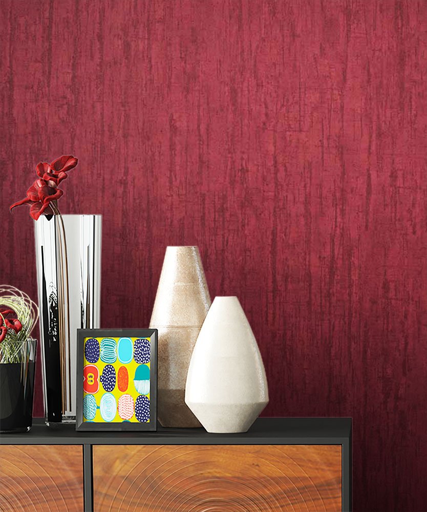 Newroom Design Newroom Wallpaper Plain Non-Woven Wallpaper Plain Red Fun Modern And Elegan