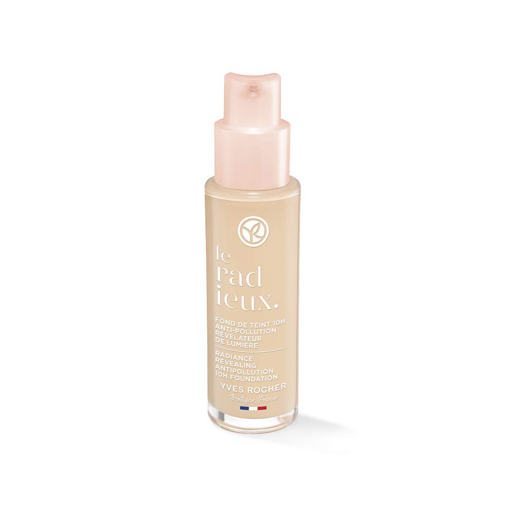 Yves Rocher COULEURS NATURE Foundation 10h Radiance & Anti-Pollution Beige 025, 1 x Pump Bottle 30 ml, 025. ‎beige