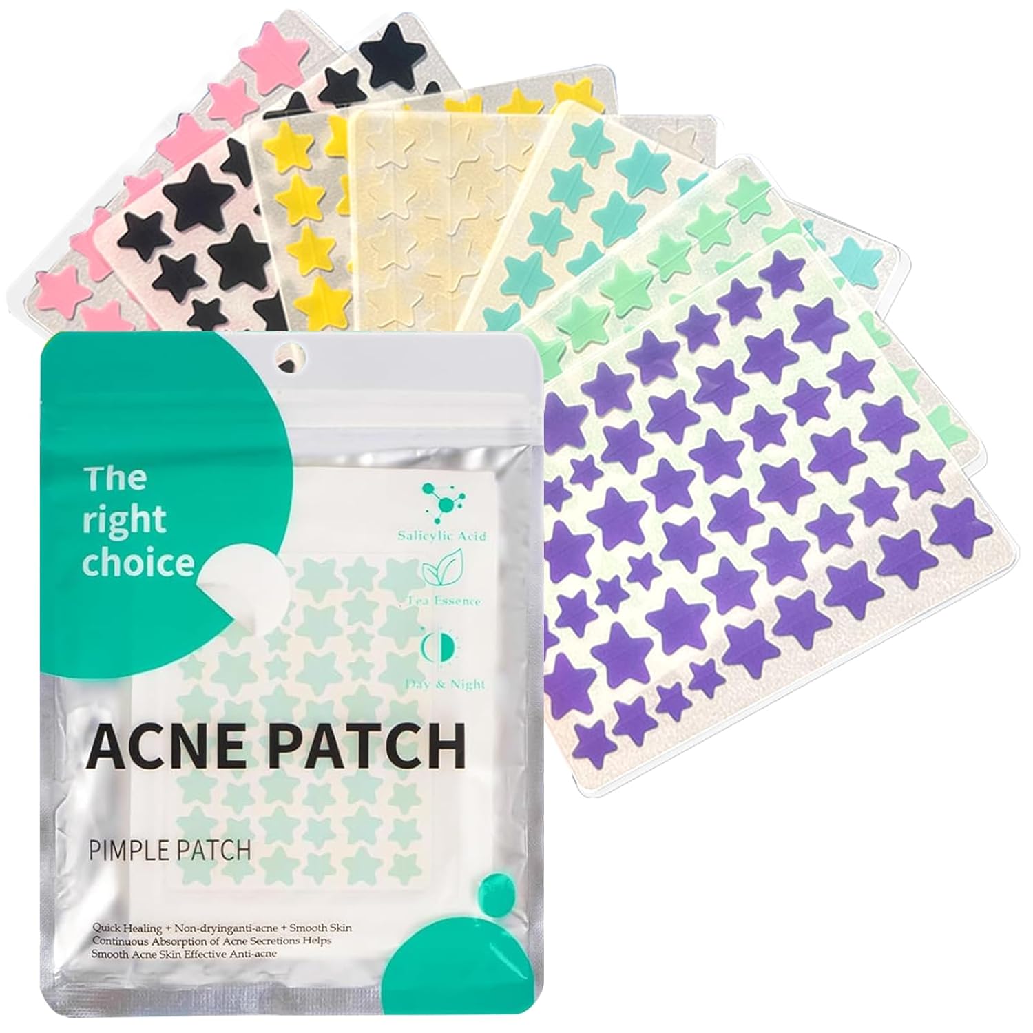 Souvik Pack of 408 Colorful Pimple Patches Star as Pimple Plasters for Day and Night Anti Pimple Patches Made of Hydrocolloid Covering Absorbent Invisible Under Make Up