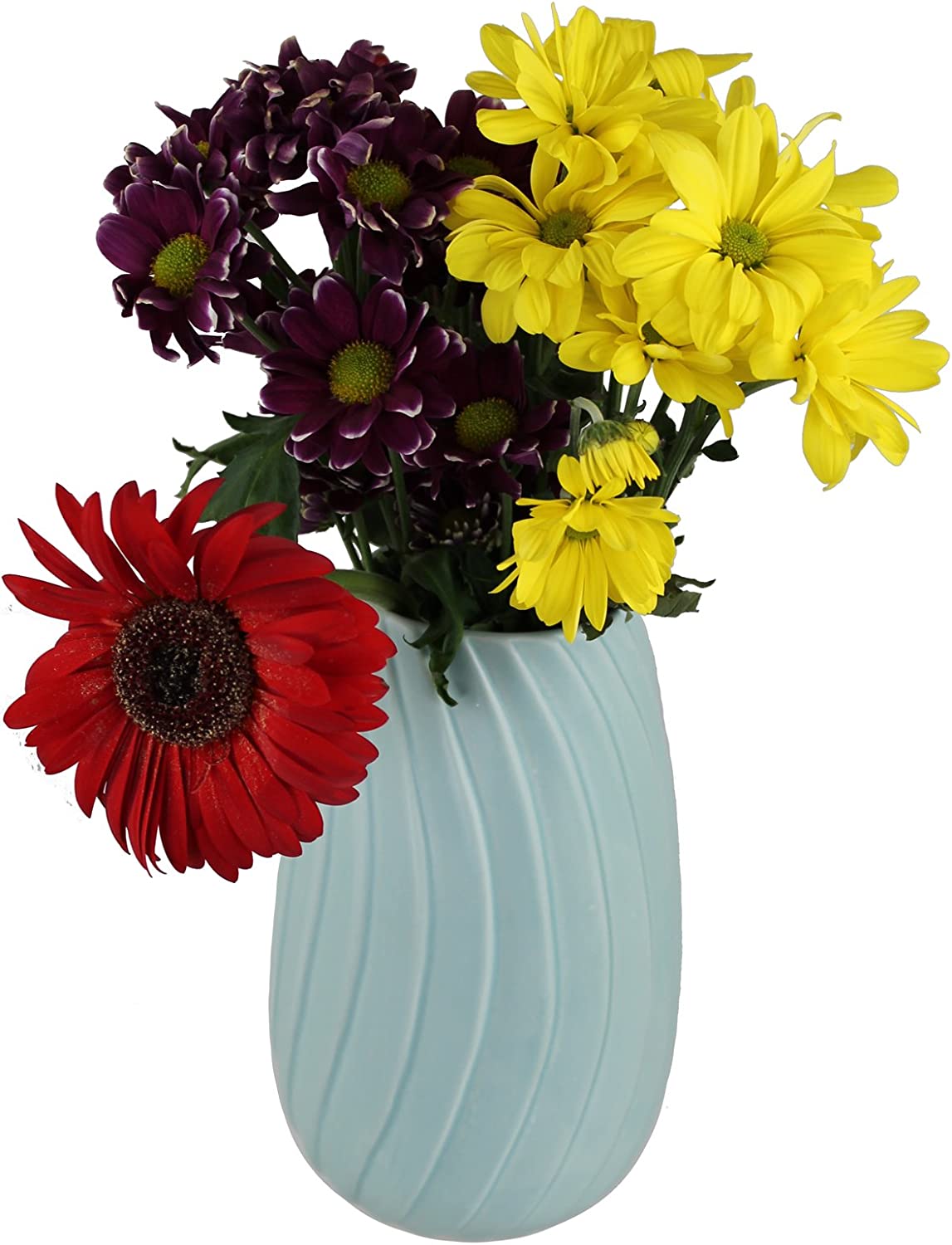 GMMH Pastel Table Vase Flower Pot Origami Design Ceramic (Height: 14 cm, Blue)