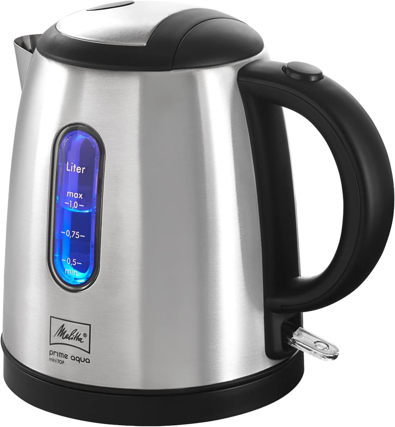 Melitta Prime Aqua Mini Top Kettle, Stainless Steel, 1.0 L, 2200 W, External Water Level Indicator, 1018-03