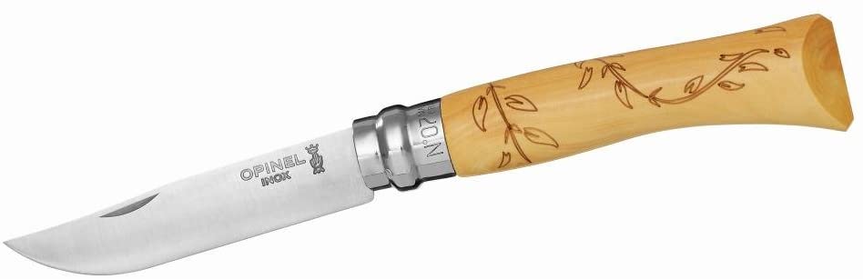 Opinel Knife Nature Boxwood Design Engraving With Rustproof Blade