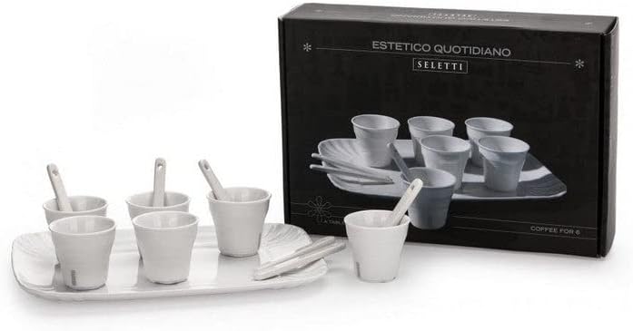 Set: 6 Cup Caffe \'+ 6 + 1 Tray cm. Stirrers18.5 x 27 in Porcelain