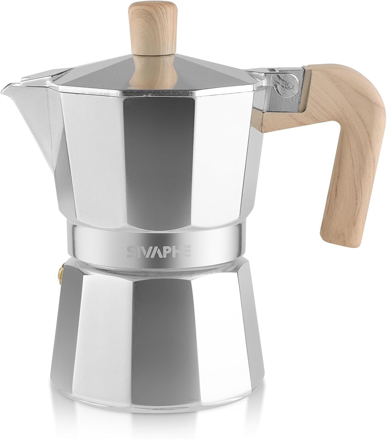 Sivaphe Store Sivaphe Espresso Coffee Machine 3 Cups / 150 ml Aluminium Moka Jug, Coffee Maker Moka Pot for Hob, Gas and Electric Hob, Heat Resistant Handle, Silver