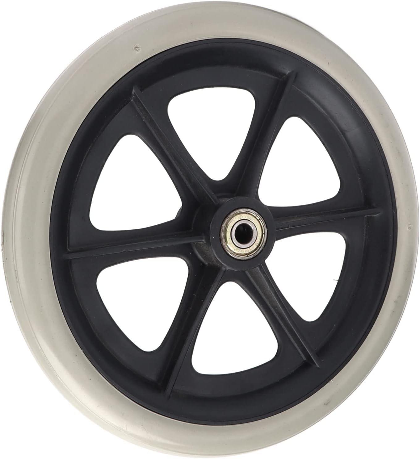 Natudeco 8 Inch Wheelchair Replacement Wheels, Non-Slip PU Scooter Wheels, Accessories, Walker Castor with Bearings, Grey, for Walkers, Walkers, Outdoor Use