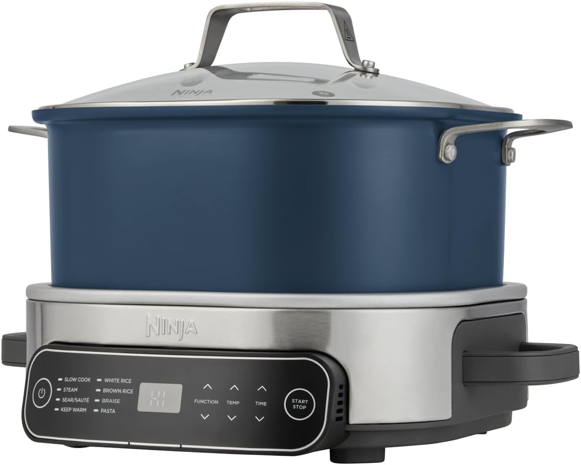 Ninja Foodi PossibleCooker, 6 L Slow Cooker and Rice Cooker, Versatile 8-in-1 Functions, Midnight Blue, MC1101EU, Blue