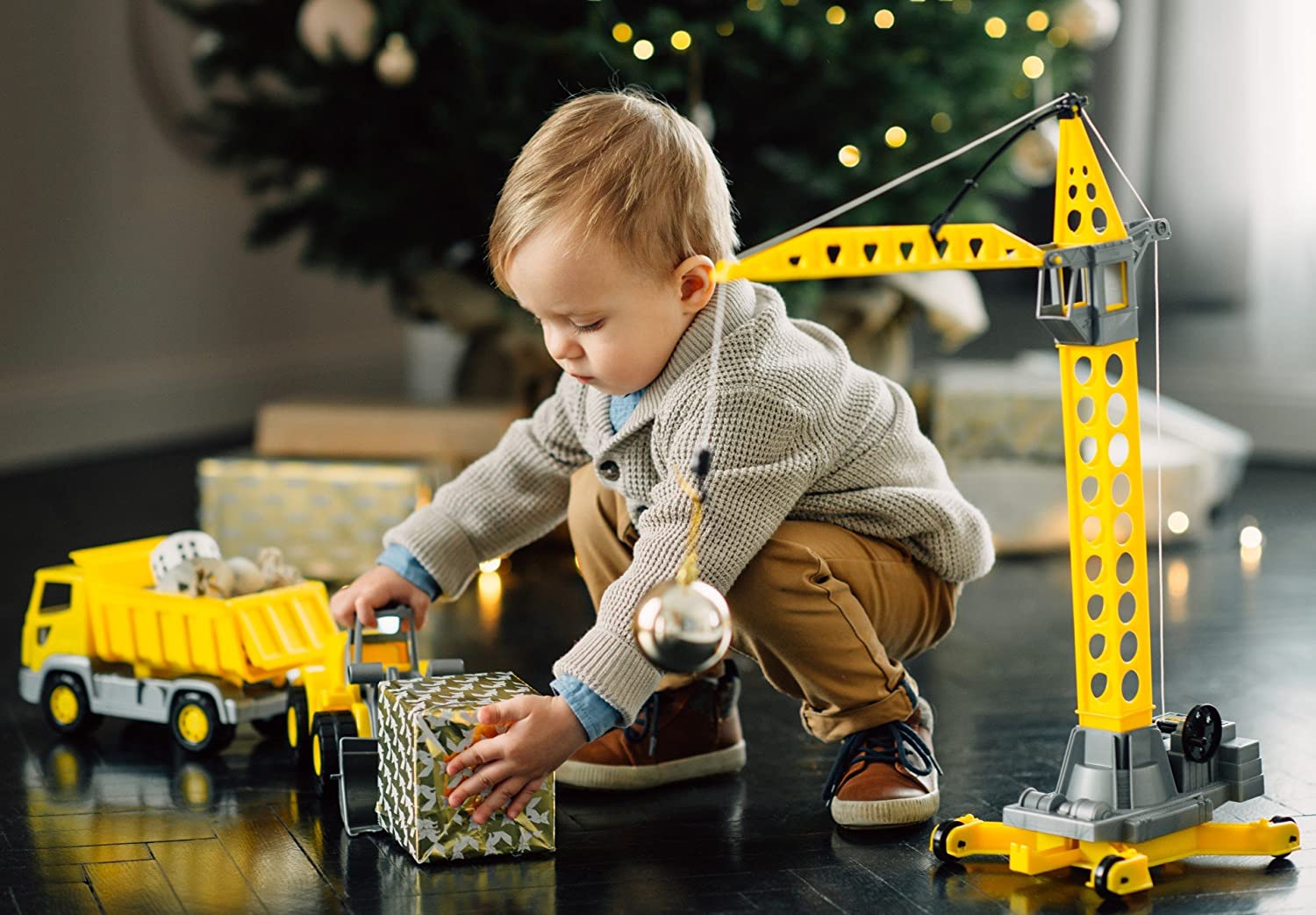 Polesie 57150 Construction Machines Set Of 3 Crane, Wheel Loader, Truck, Pl