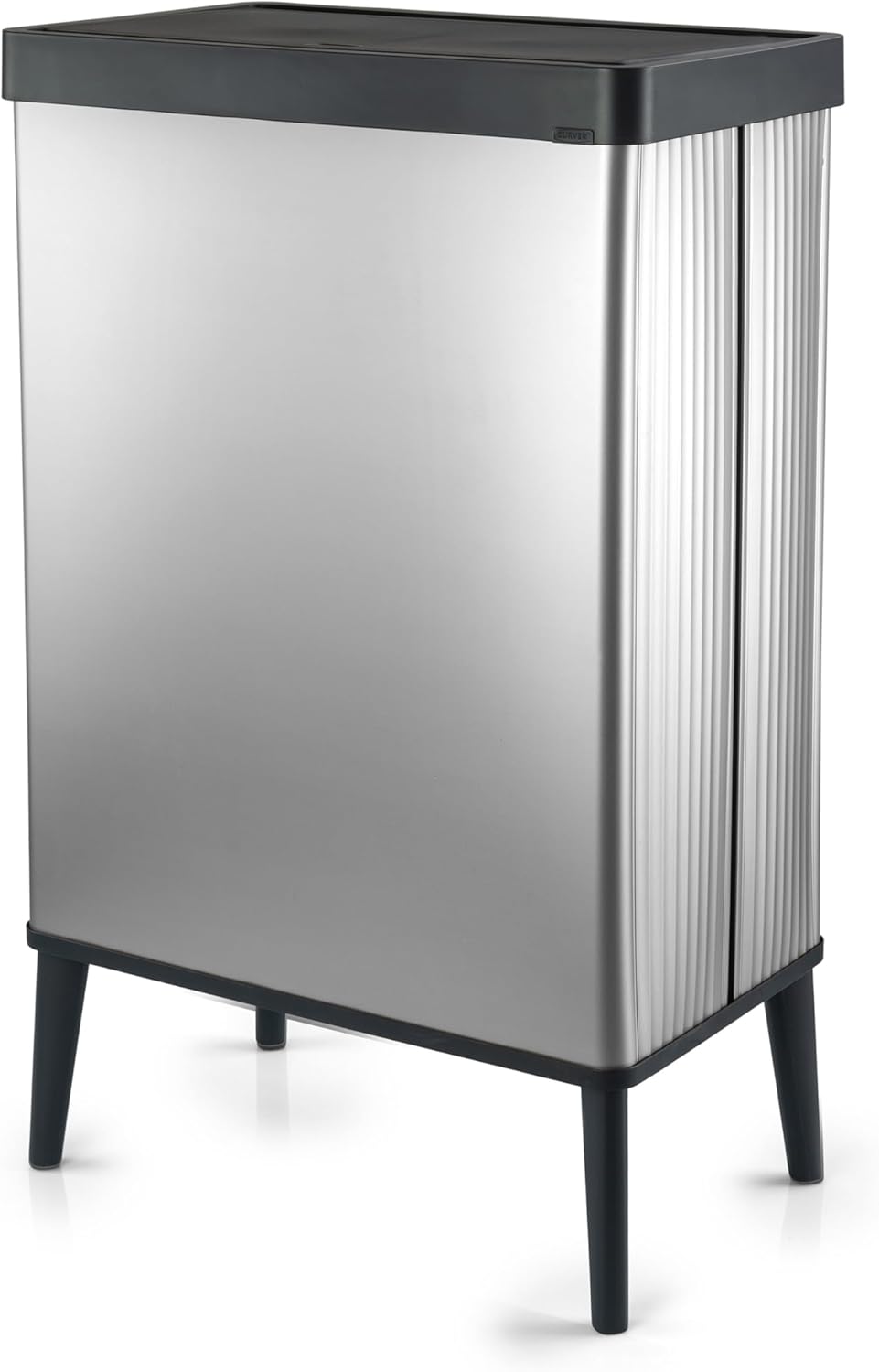 Curver Store Curver Verto High 54L Bin with Push Lid, Ideal for Kitchen, Easy Sorting, Slim Design, with Feet, Silver, 26.5 x 43.5 x 68.7 cm