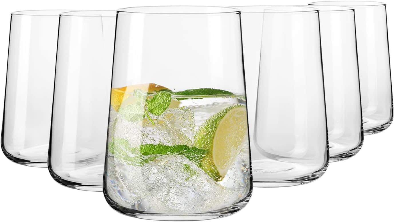 Krosno Store Krosno Glasses for Water, Drinks and Juices | Elegant Design | Lead Free | Set of 6 | Capacity 490ml | Infinity Collection | Ideal for Home, Restaurants, Parties | Dishwasher Safe