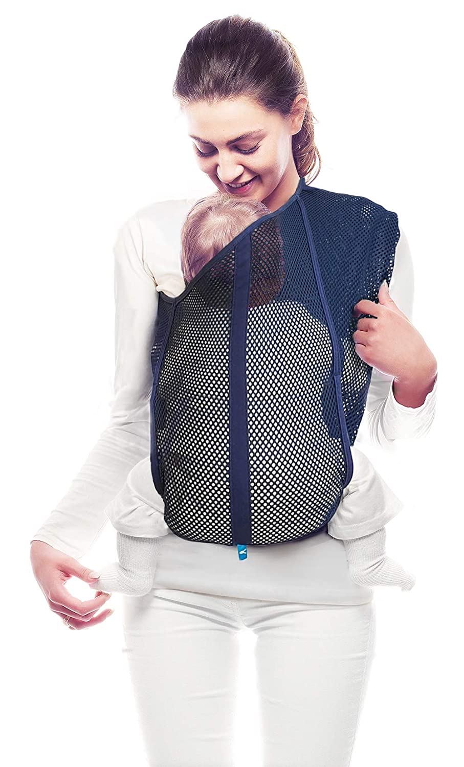 Wallaboo Baby Sling Balance, Cotton with Airy Mesh, One Size, Adjustable Shoulder Strap, Colour: Blue Air