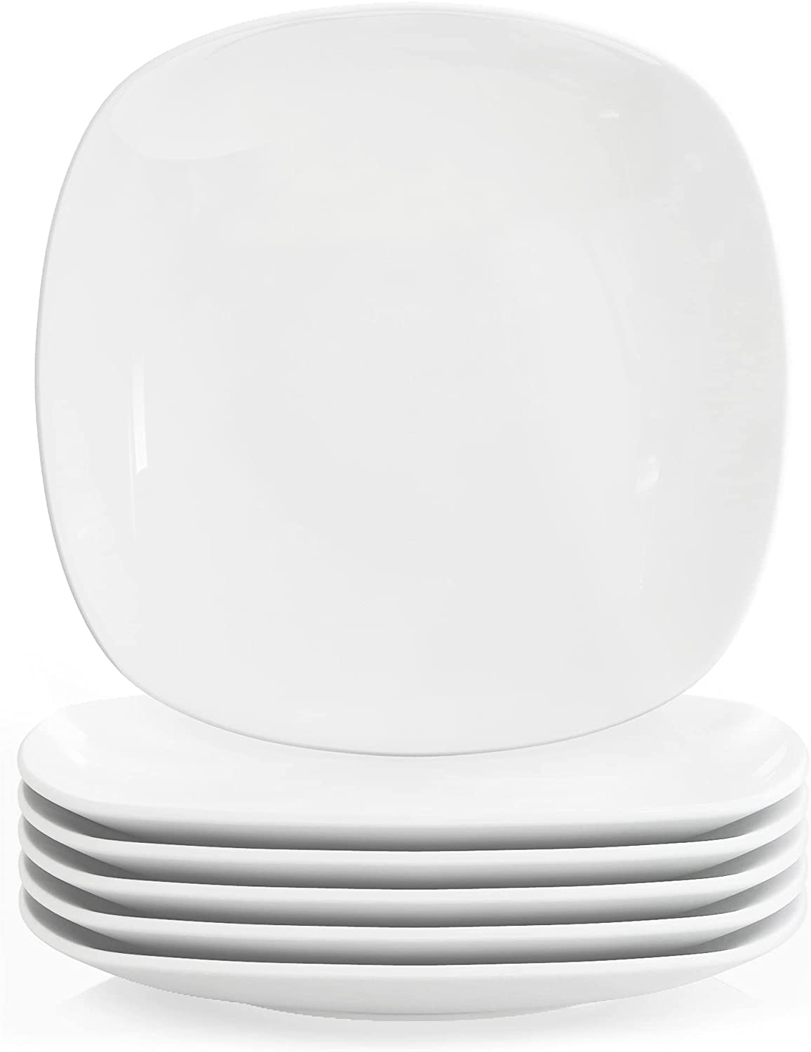Malacasa Elisa Series, 6-Piece Porcelain Plate Set Dinner Plate Set, Flat Plate 24.6 cm for 6 People