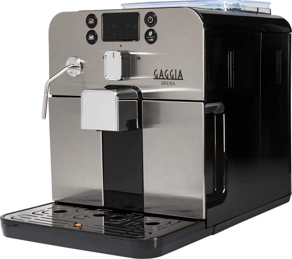 Gaggia Brera fully automatic coffee machine, espresso machine, LED information display, 1400 watts, 15 bar, 1.2 l capacity, 250 g bean container, cup warmer, integrated grinder, milk frother, water filter