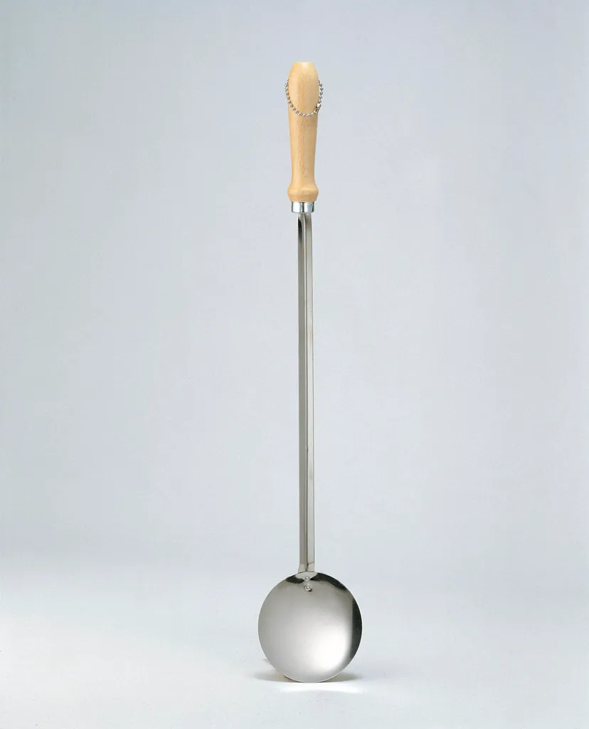 Garcima stainless steel paella skimmer with wooden handle Ø 12 x 50 cm