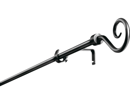 SoleVito Curtain rod set extendable snail black 100-200 cm Ø 13/16 mm