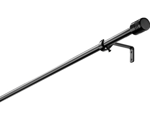 SoleVito Curtain rod set extendable black 100-200 cm Ø 13/16 mm