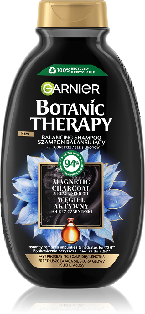 Garnier Botanic Therapy Magnetic Charcoal Shampoo for oily hair and dry hair ends