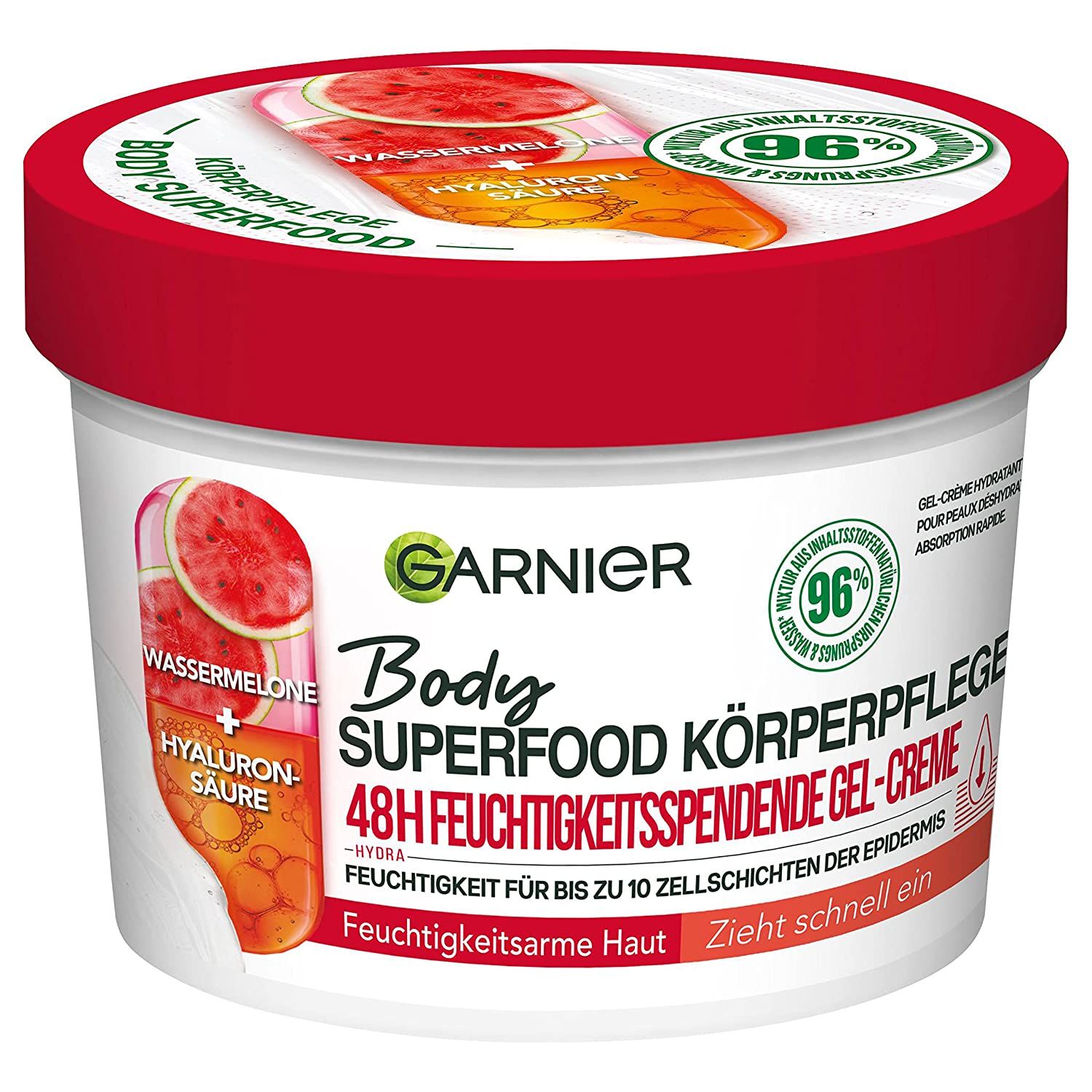 Garnier Refreshing Body Care for Dry Skin, Body Butter with Watermelon and Hyaluronic Acid 380 ml