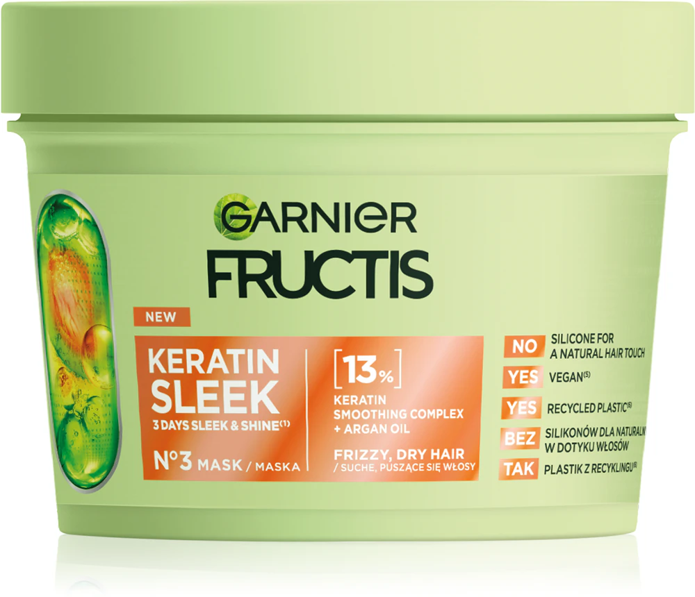 Garnier Fructis Keratin Sleek mask for hair with keratin and argan oil