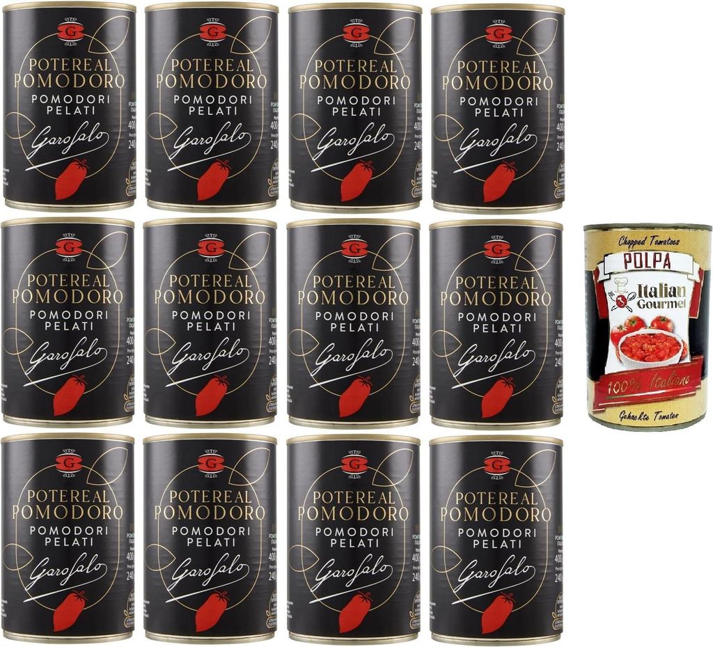 Garofalo Potere al Pomodoro Pelati, peeled tomatoes in tomato juice 12x400gr + Italian Gourmet polpa 400g