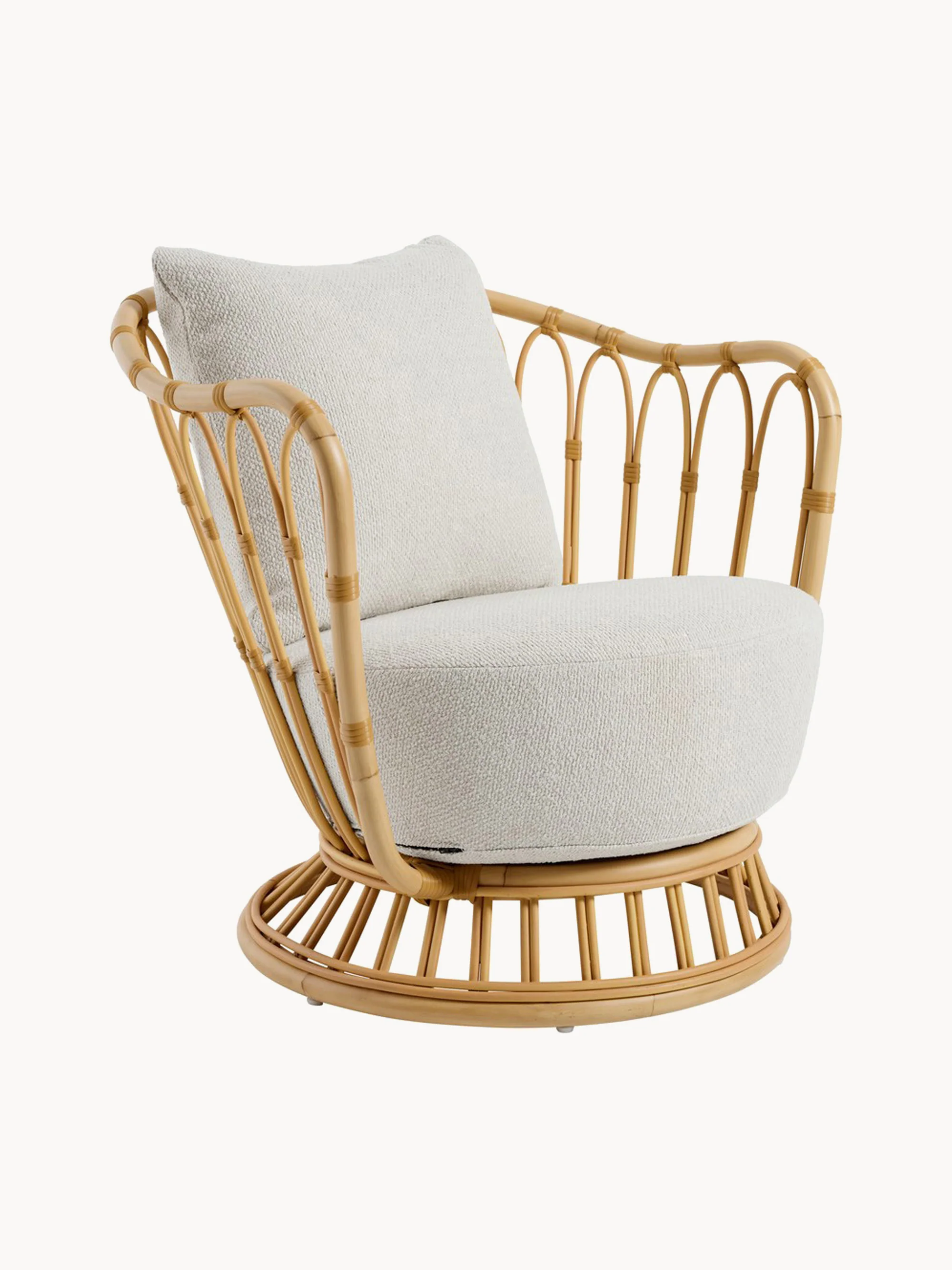 gubi Grace garden armchair with upholstery, handwoven