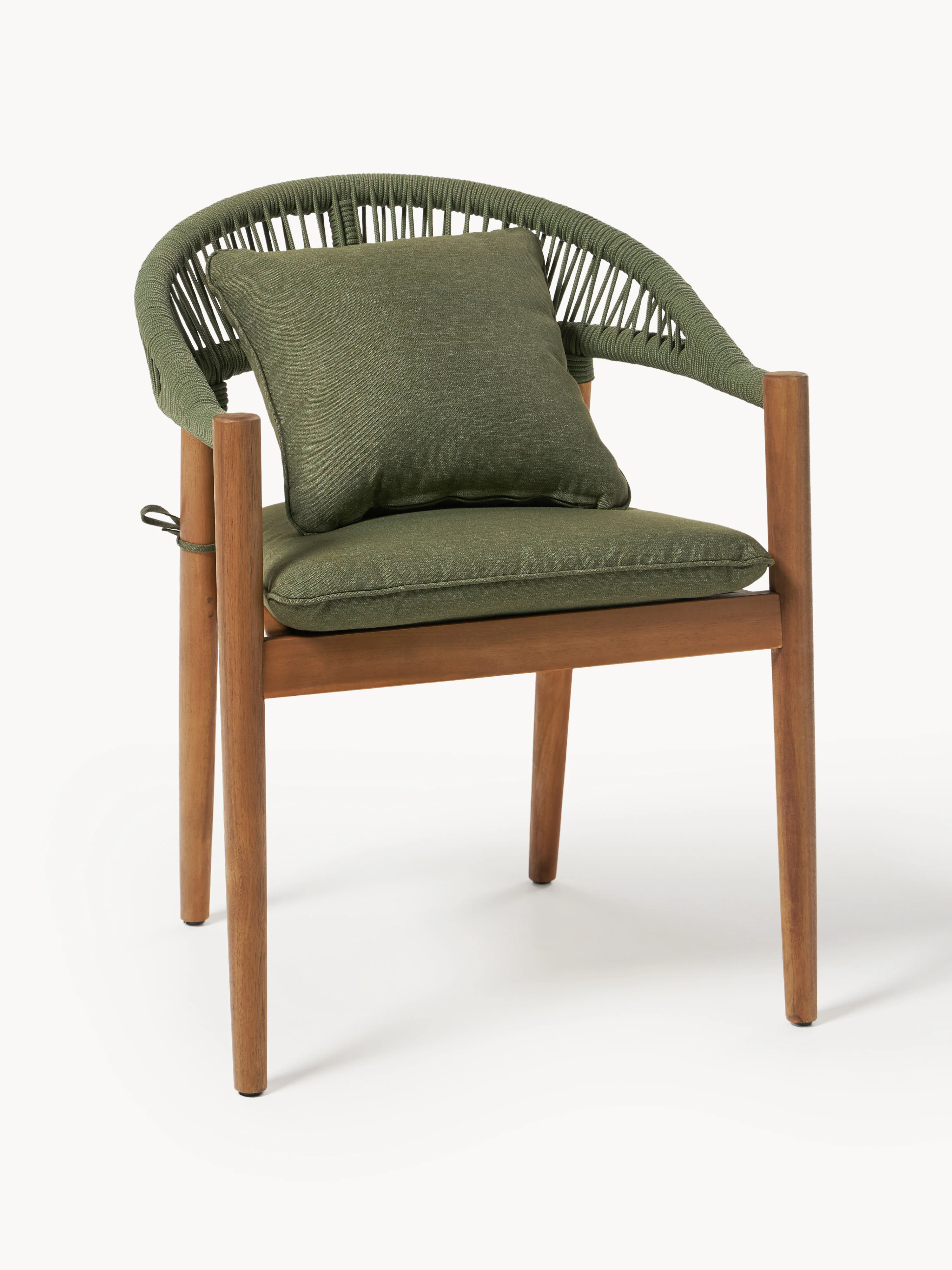 Westwing Collection Marc garden armchairs made of acacia wood, set of 2 - Olive green, light wood