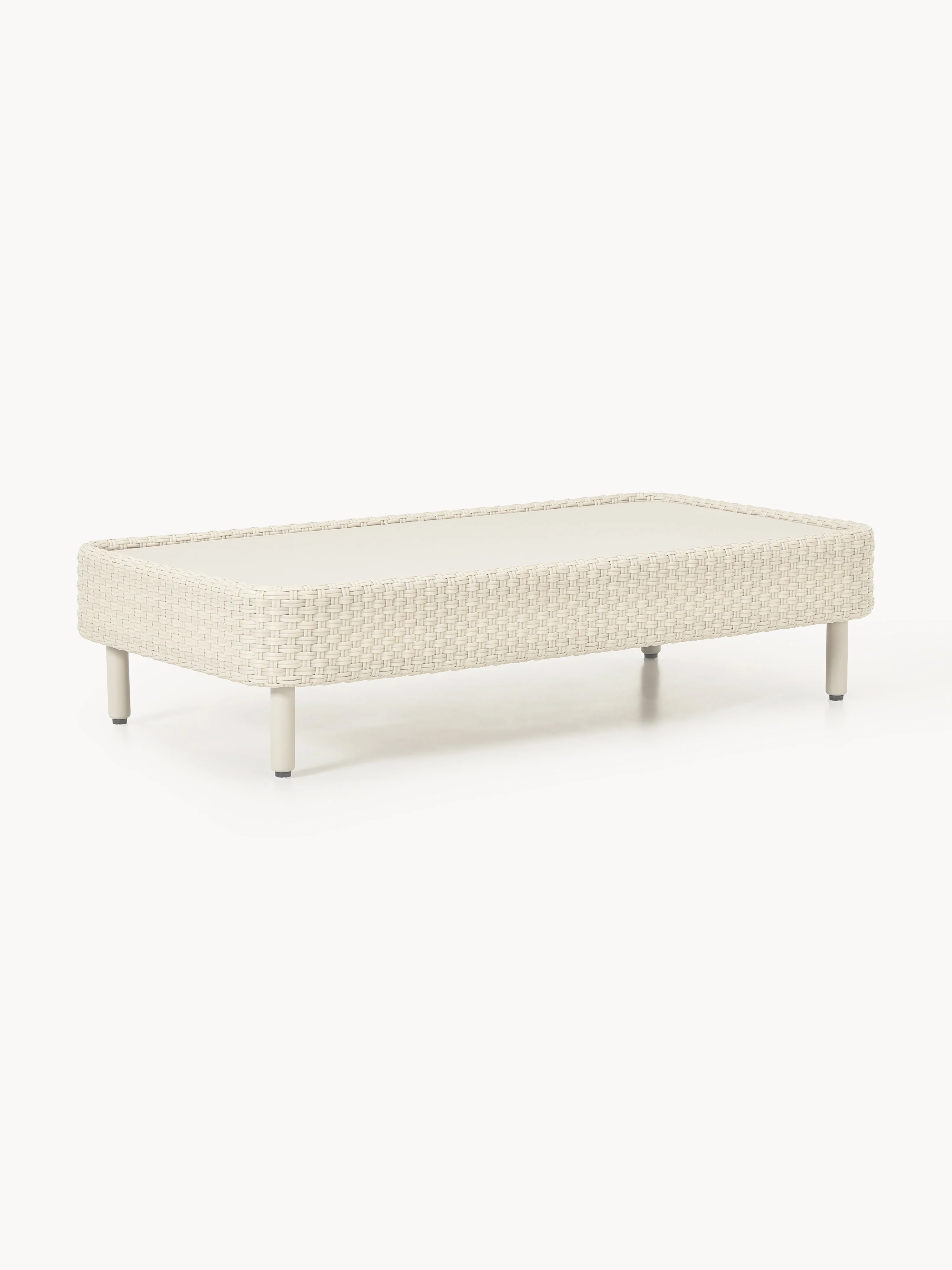 Westwing Collection Hani garden coffee table with protective cover, Light beige