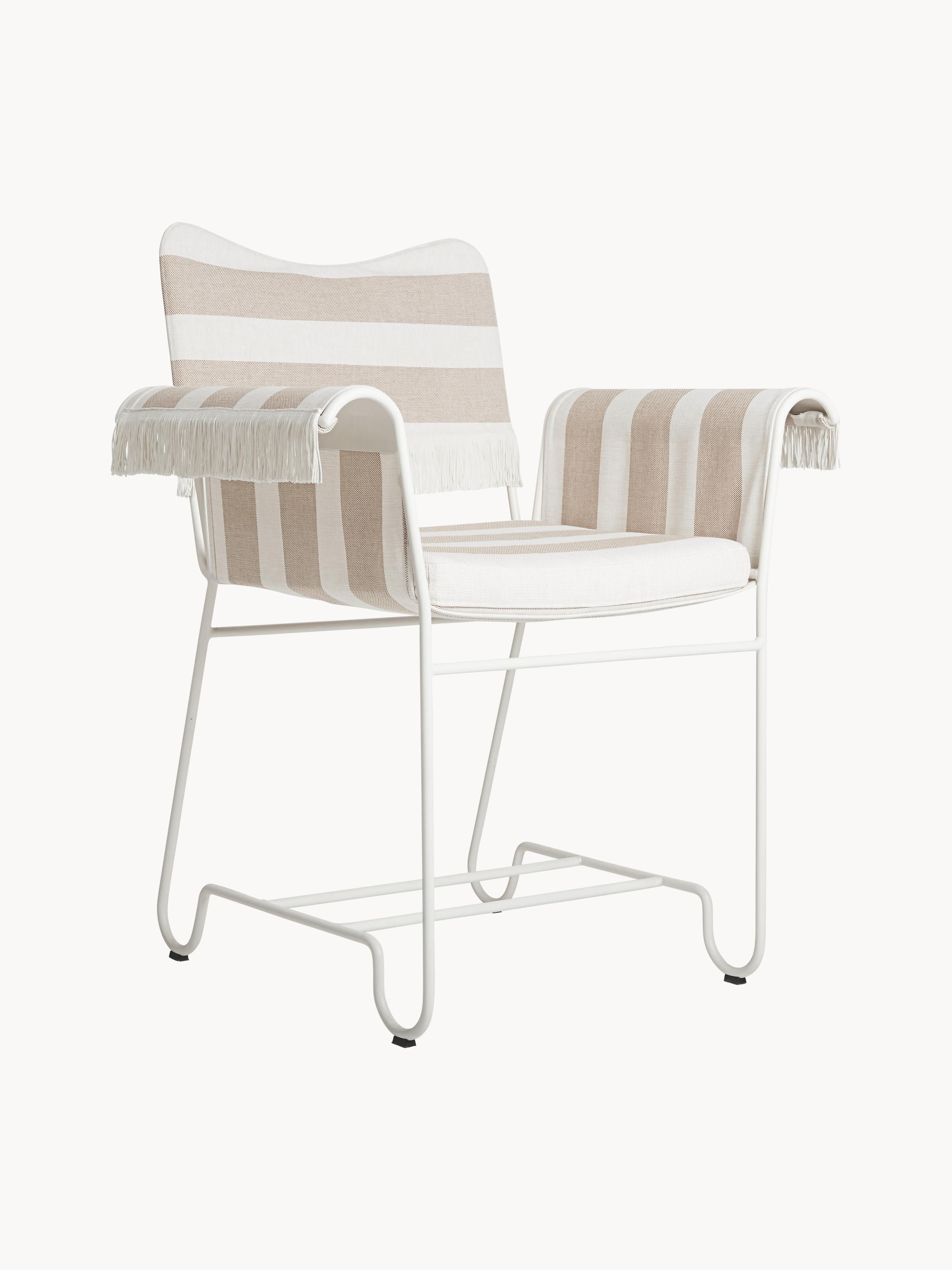gubi Tropique garden chair with fringe - Woven fabric White, Beige, White