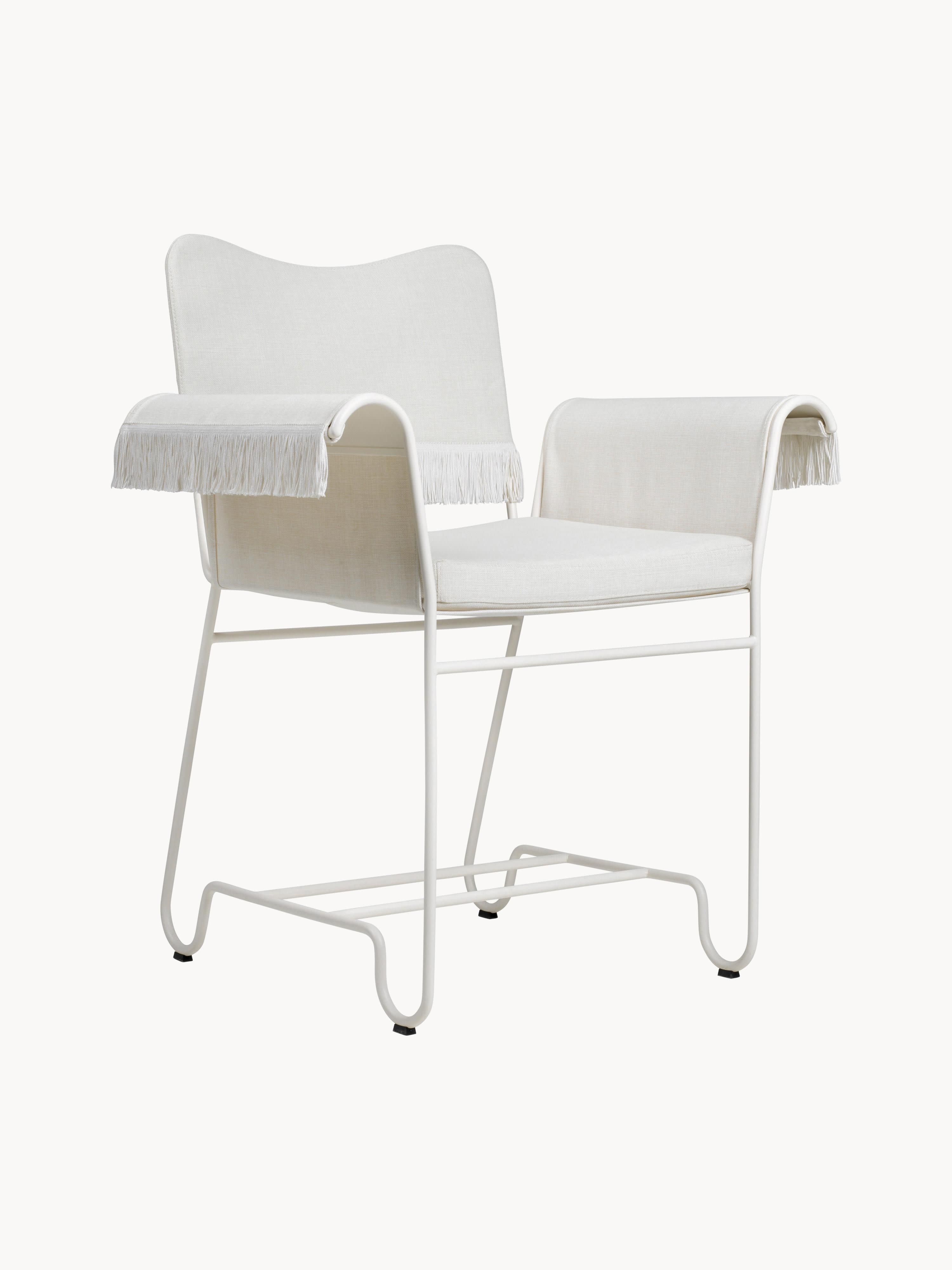 gubi Tropique garden chair with fringe - White woven fabric, white