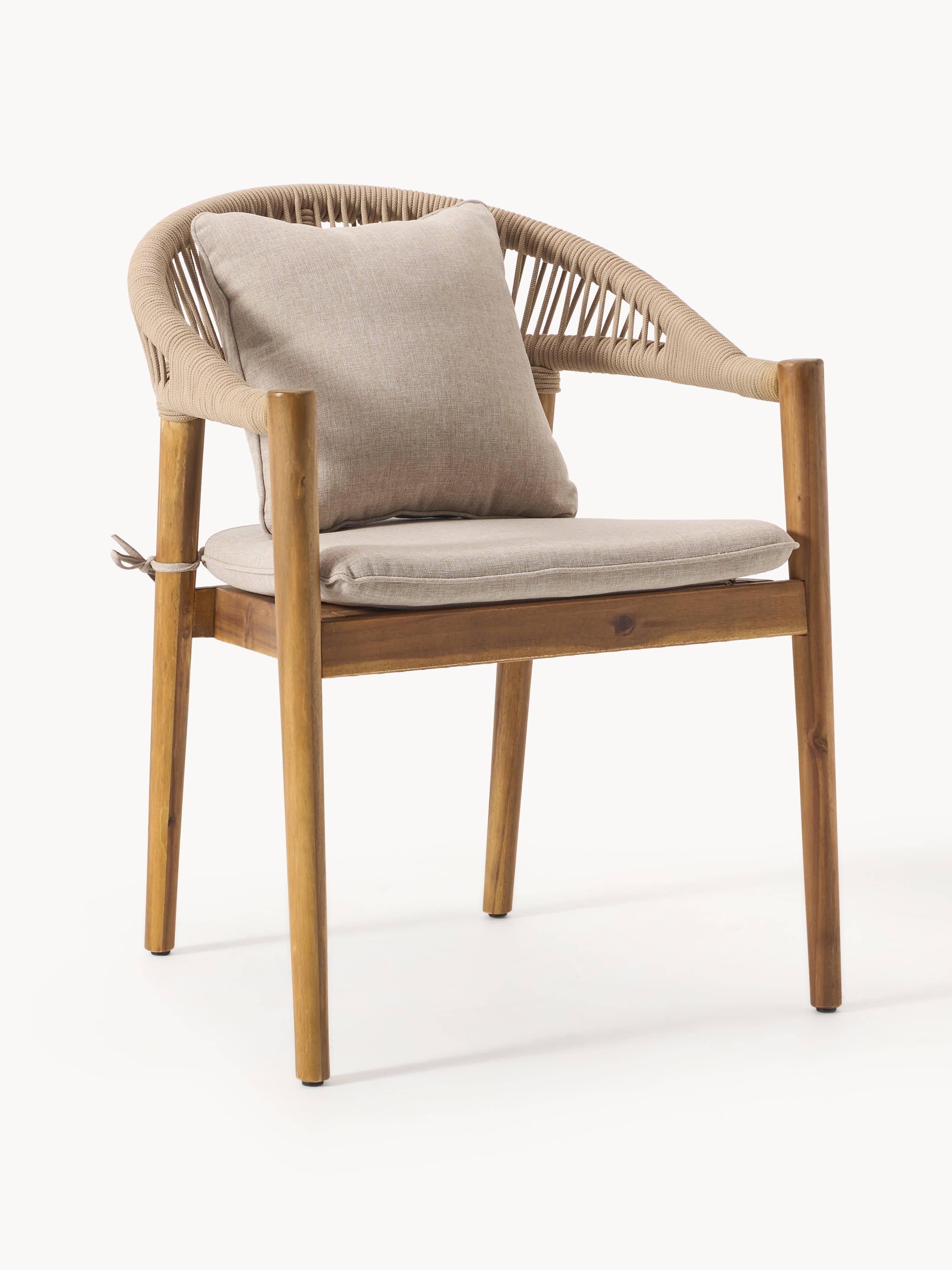 Westwing Collection Marc garden chairs made of acacia wood, set of 2, Light beige, beige, acacia wood