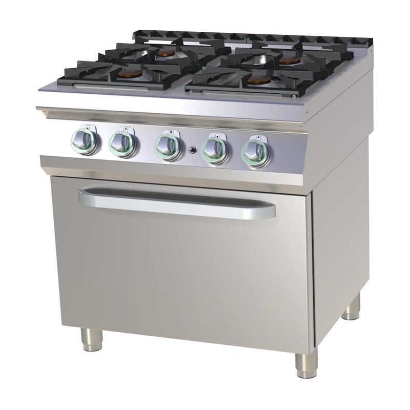 Gas stove with electric oven (GN 1/1) 4 burners 27kW 800x730x900mm stainless steel 50-300°C