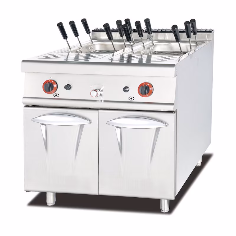 Ristoattrezzature Stainless steel gas pasta cooker – for use on a closed cabinet – 2 cooking zones – capacity 24+24 liters S/70 – 80 x 70 cm