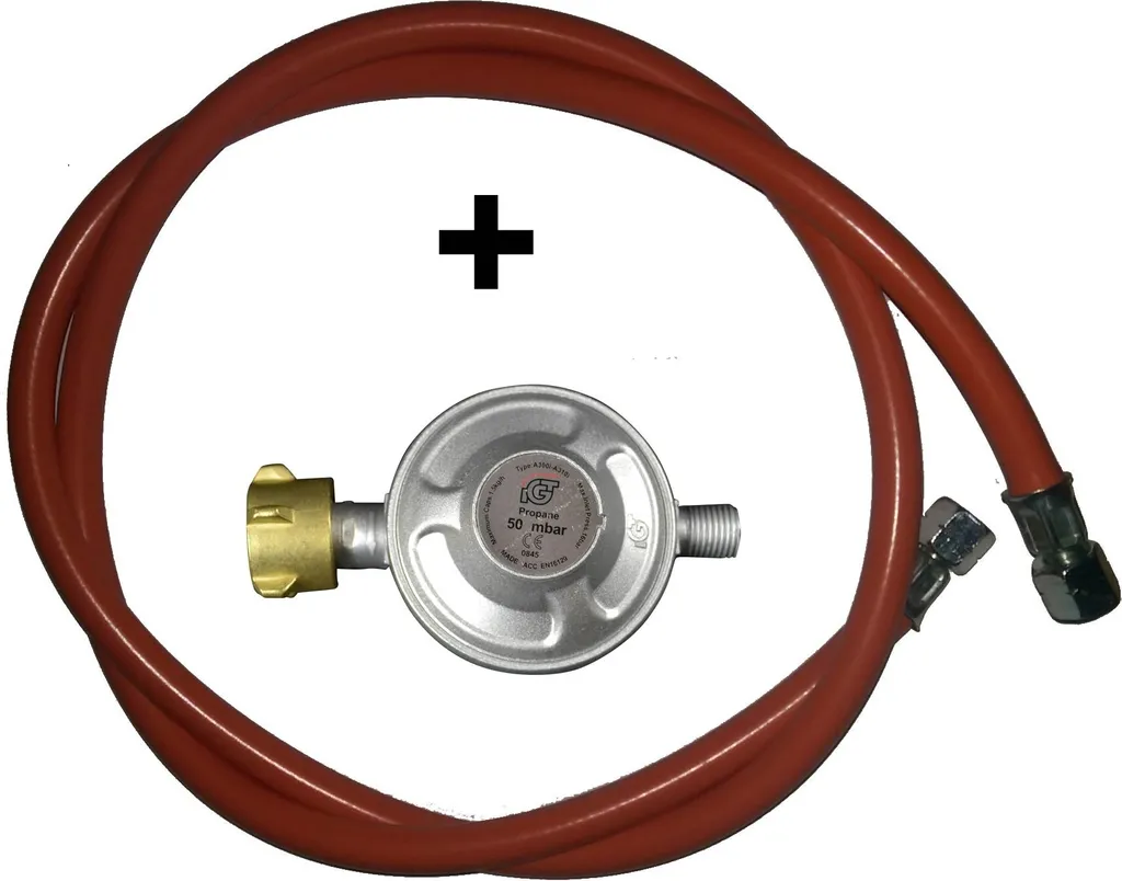 Optimgas 38cm gas burner for grills and paella pans. Accessories for gas burner: 50mbar pressure regulator + 1.5m gas hose.