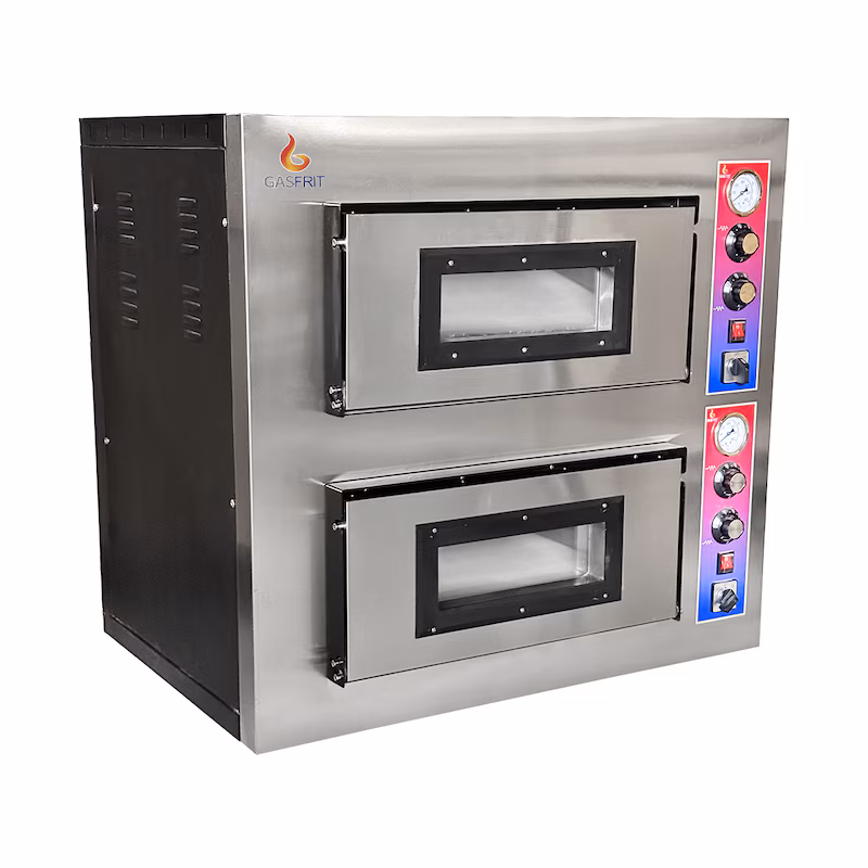 Gasfrit – Electric pizza oven with 2 chambers, 4+4 pizzas Ø 26 cm, with firebrick base and quality thermostat | Max. temperature 500 °C
