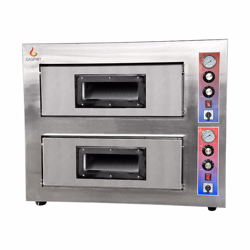 Gasfrit – Electric pizza oven with 2 chambers, capacity for 12 pizzas Ø 33 cm, firebrick, maximum temperature 500 °C, 12,800 W