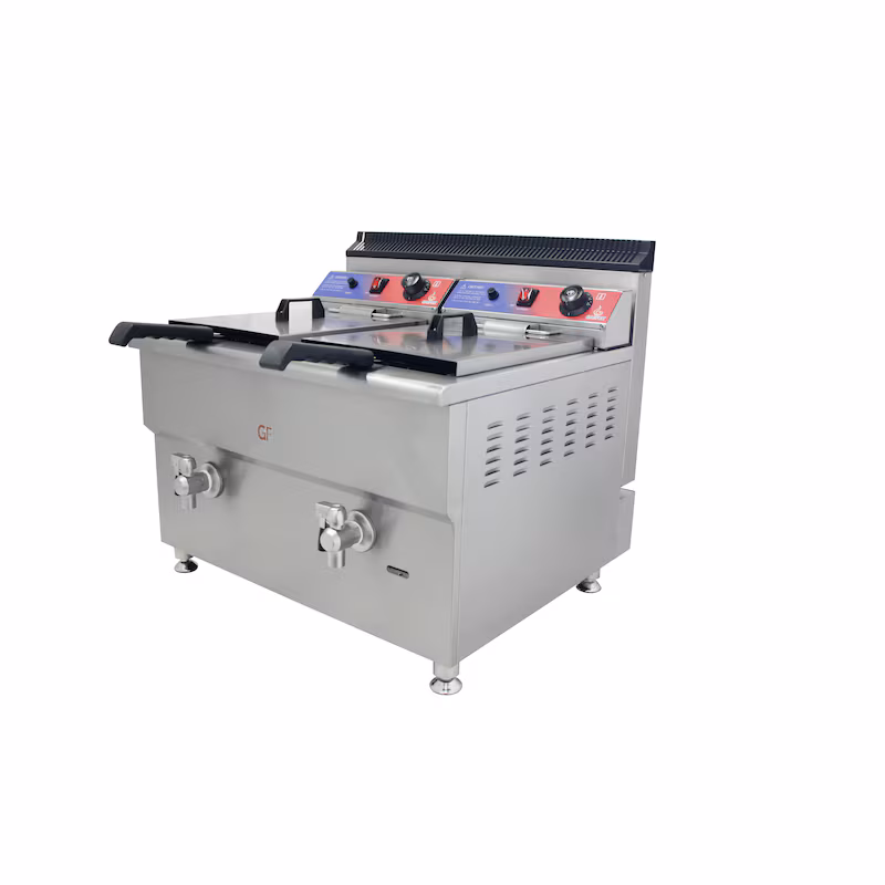 Gasfrit – Gas fryer with drain tap 17 + 17 L 680 x 670 x 650 mm with E.G.O thermostat