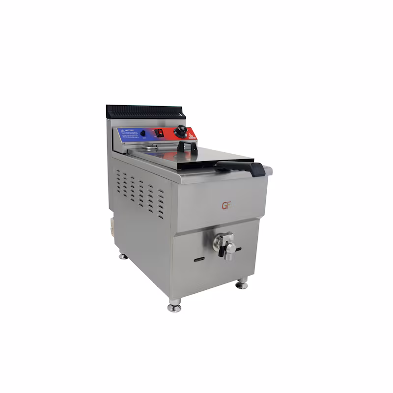 Gasfrit – Gas fryer with drain tap, 17 liters, 340 x 670 x 650 mm, with E.G.O. thermostat