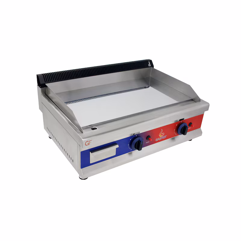 Gasfrit – Hard chrome stainless steel gas plate for industrial use in restaurants, 800 x 575 x 365 mm, 6 kW